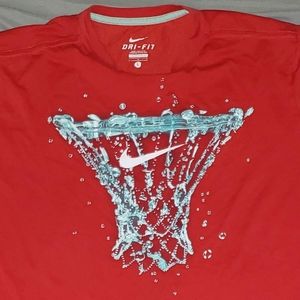 Nike Red Shirt with Basketball Net